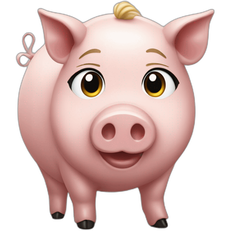 emmanuelle macron on the back of a pig emoji