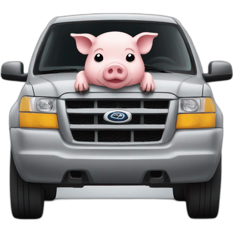 pig driving grey suv emoji