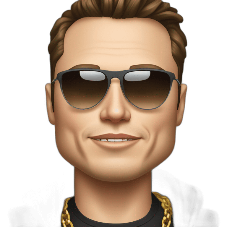 Elon musk with sunnglass and 50 cent chains emoji