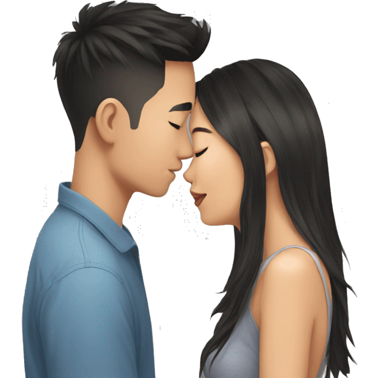 Boyfriend Asian and girlfriend Asian kissing emoji