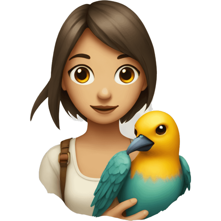 Girl and bird with letter in middle emoji