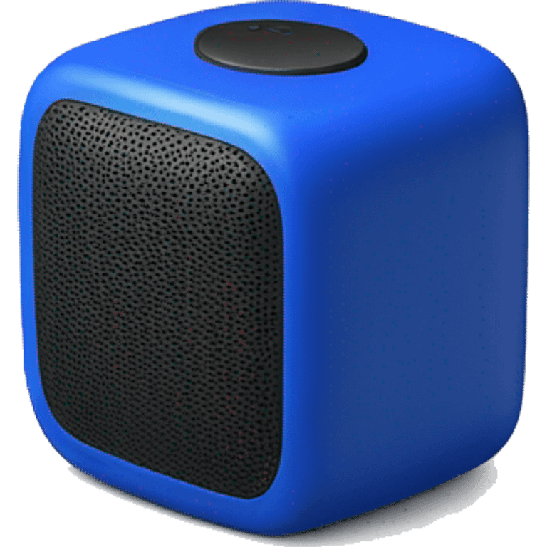 Realistic cobalt blue portable smart speaker isolated. emoji