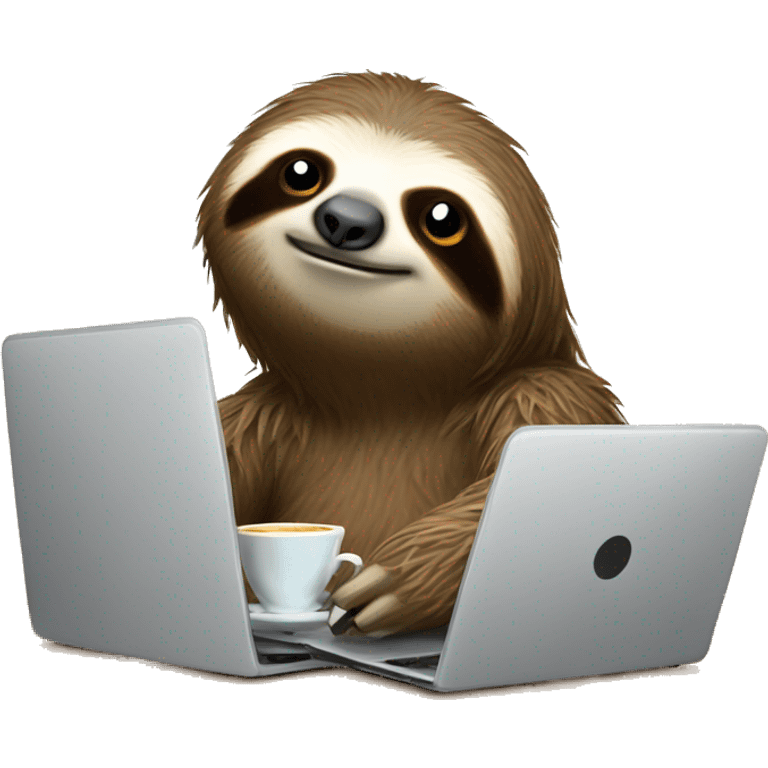 tired sloth with laptop and espresso tonic emoji