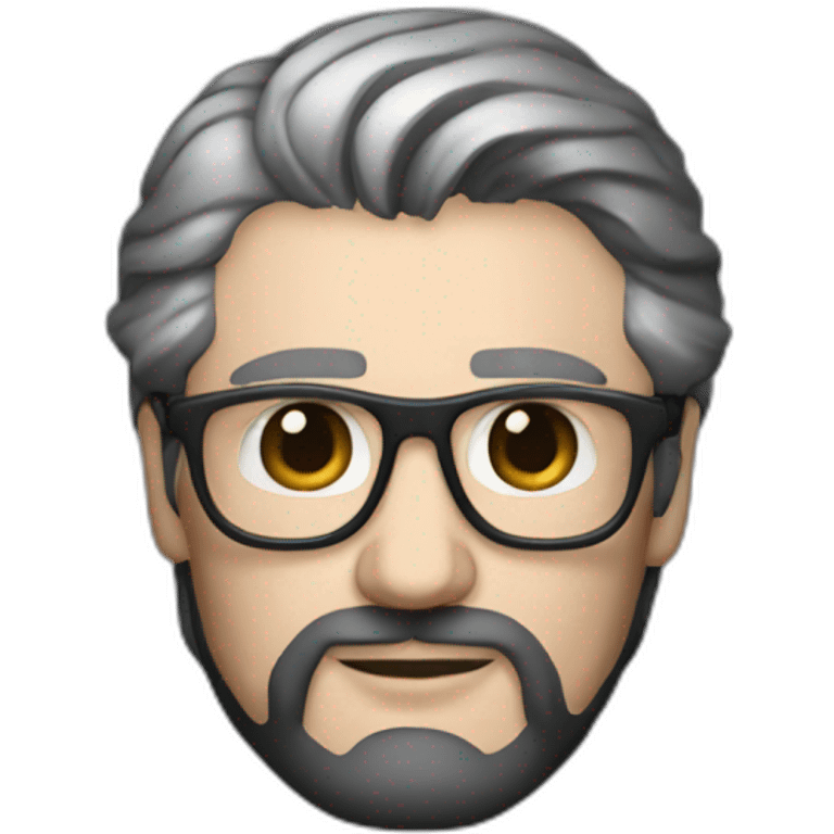 richard gere with more black hair, beard shadow and doing tech emoji