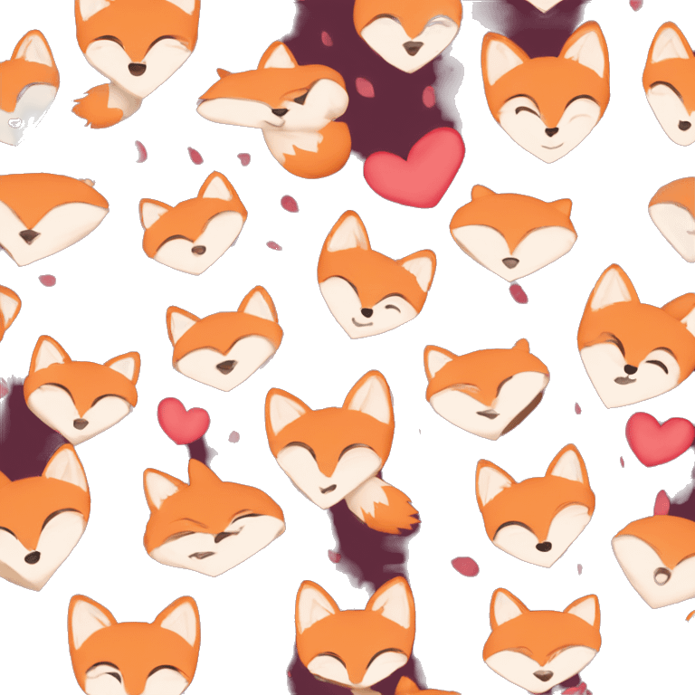 cute fox is hiding behind a heart emoji