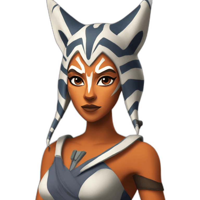 Clone wars Sexy Ahsoka Tano (portrait, front facing, Apple iOS 17 style) small horns emoji