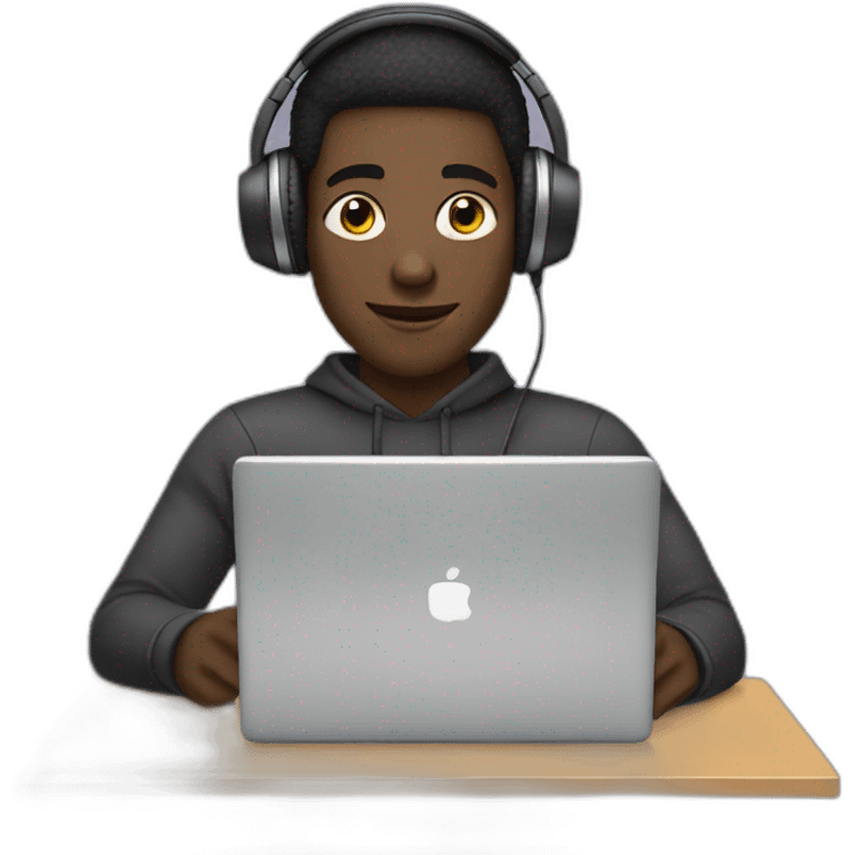 black guy with a laptop and headphones emoji