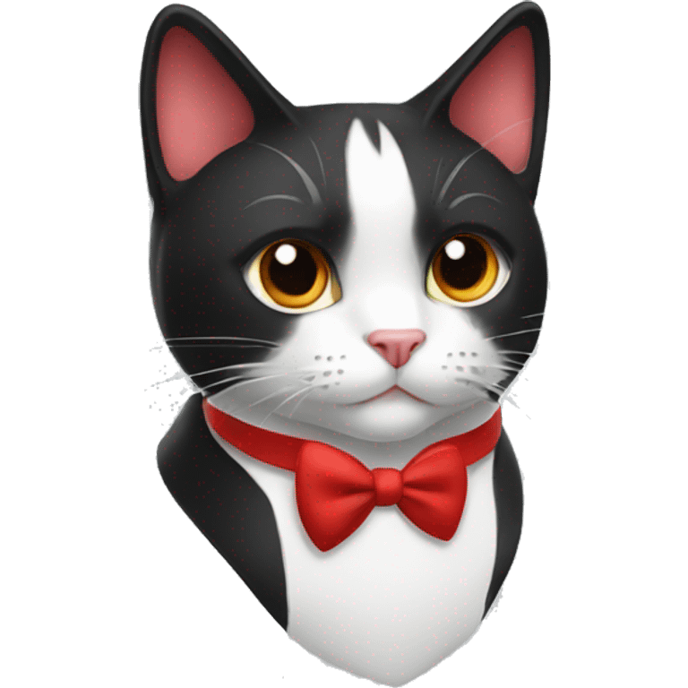 Tuxedo cat with red collar emoji