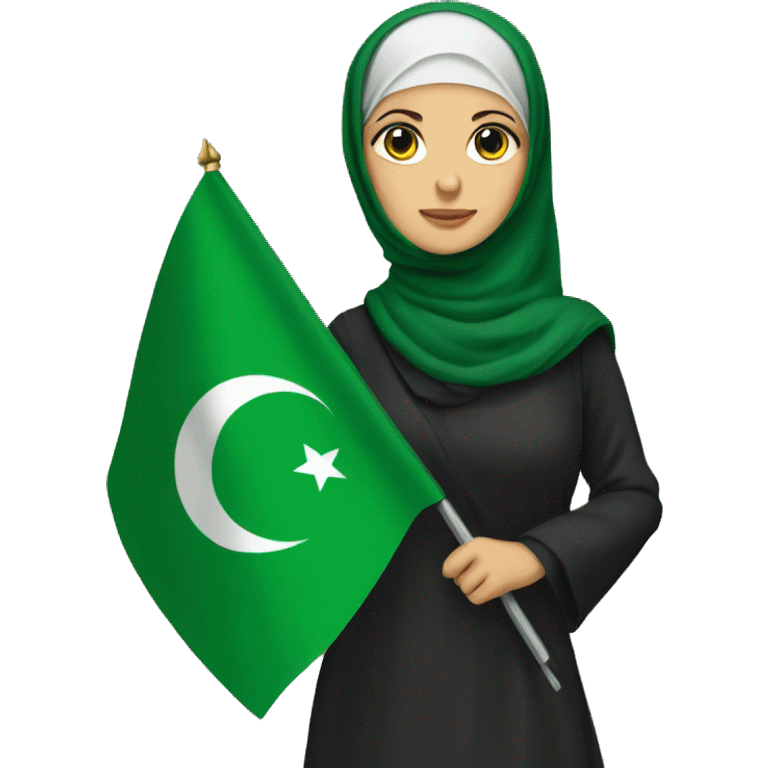 Hijabi holding the Circassian flag emoji