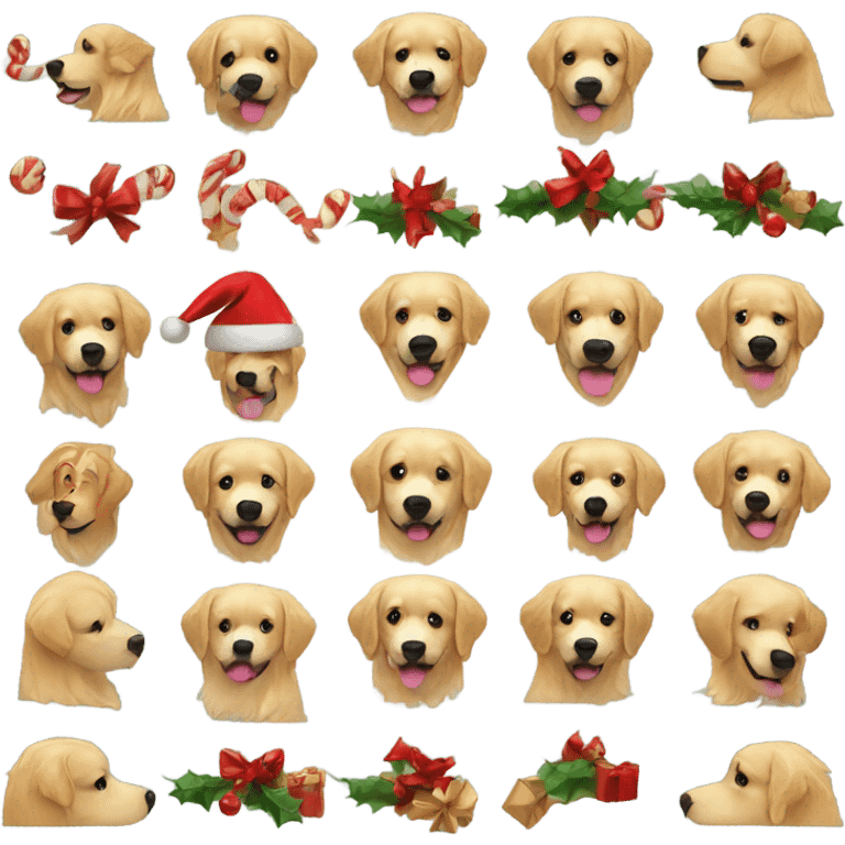 golden retriever with Christmas theme h  emoji