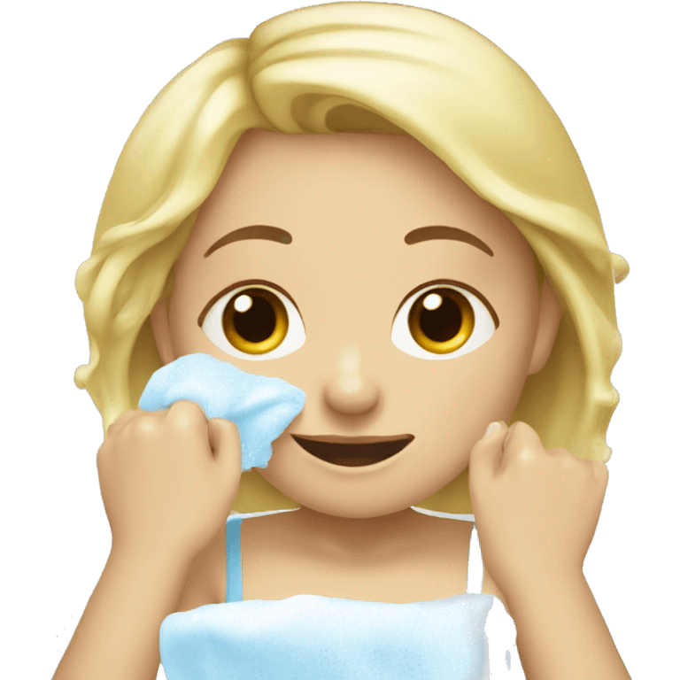 Blonde girl washing her face emoji