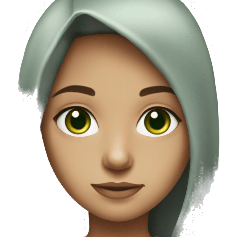 gitl with bron hair green eyes wearing a hodie emoji