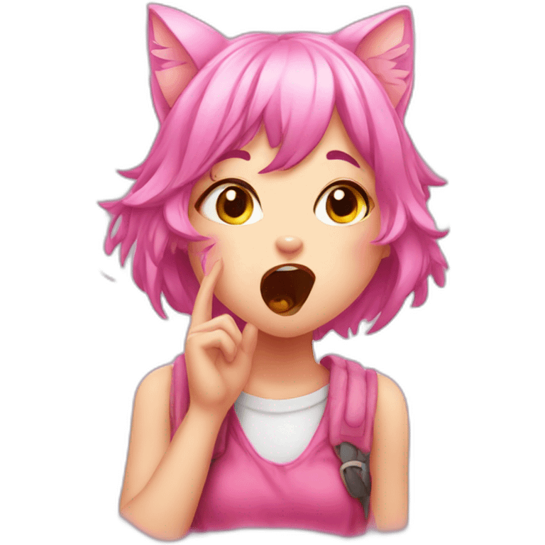 pink haired catgirl blowing a kiss emoji