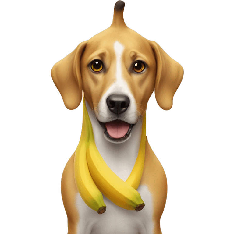 Dog wearing banana costume emoji