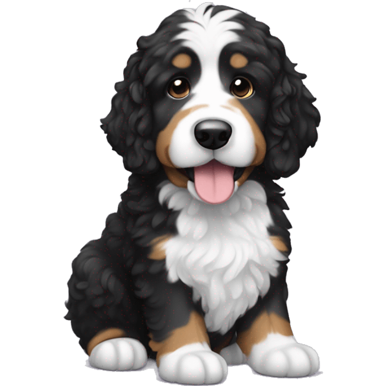 Black and white bernedoodle emoji