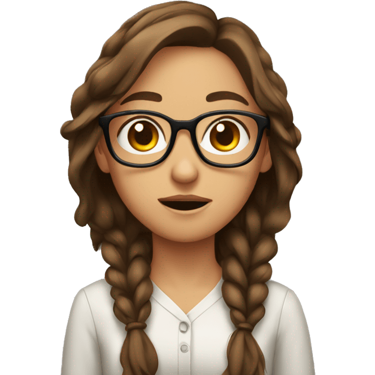 girl brown hair glasses shrugging emoji