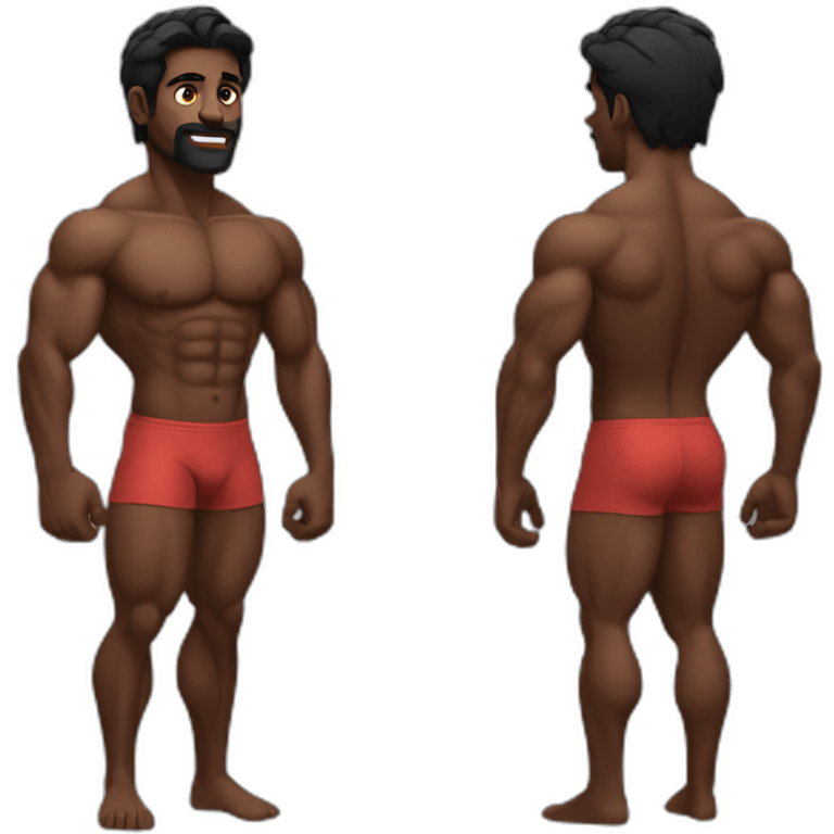 dark skinned Indian bodybuilder emoji