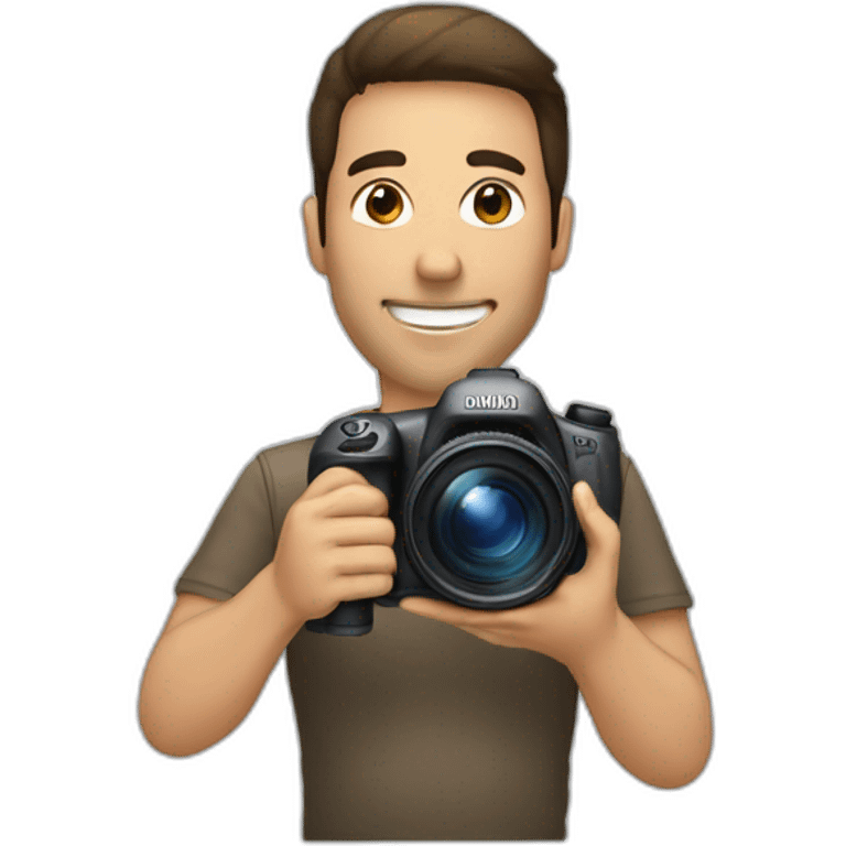 Hombre con una cámara de fotos en la mano  emoji