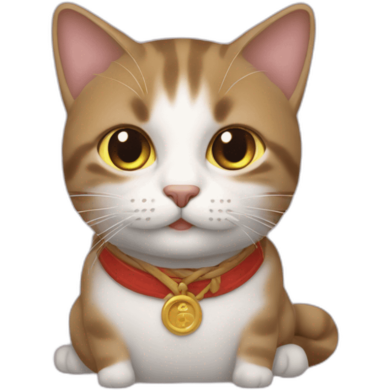 Un chat qui fait un câlin à un chuen emoji