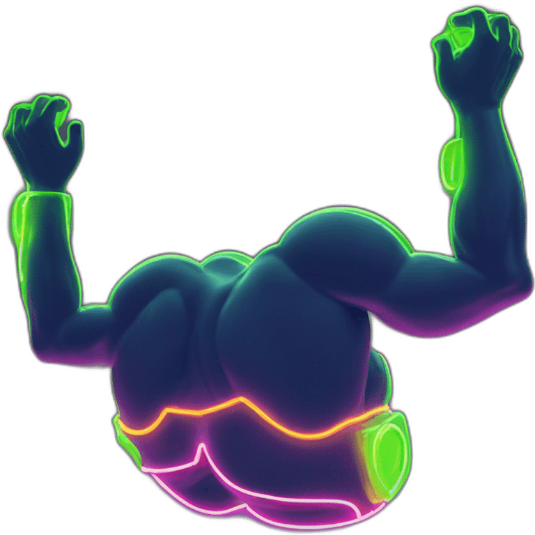 Juicy booty neon sign style man emoji