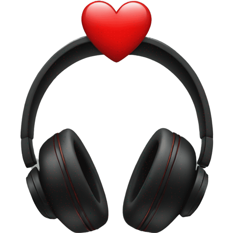 Black headphones with a red heart emoji