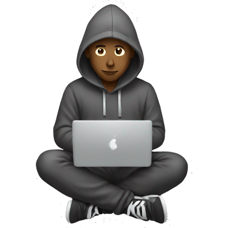 Man with hoodie typing on computer emoji