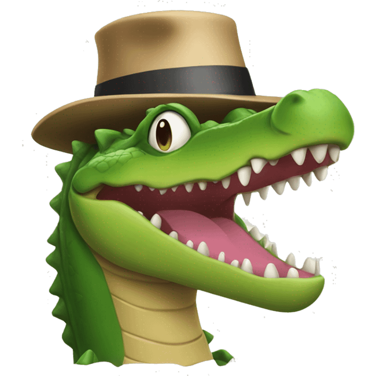 Crocodile with hat on emoji