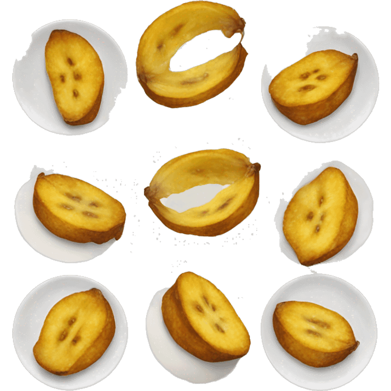 Fried golden brown plantain slices on a plate emoji