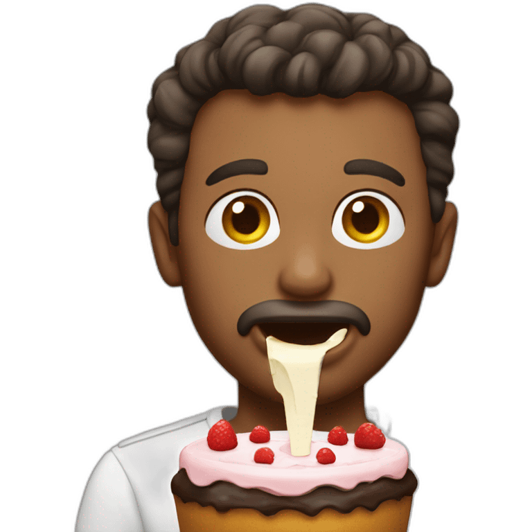 A man eating cake emoji