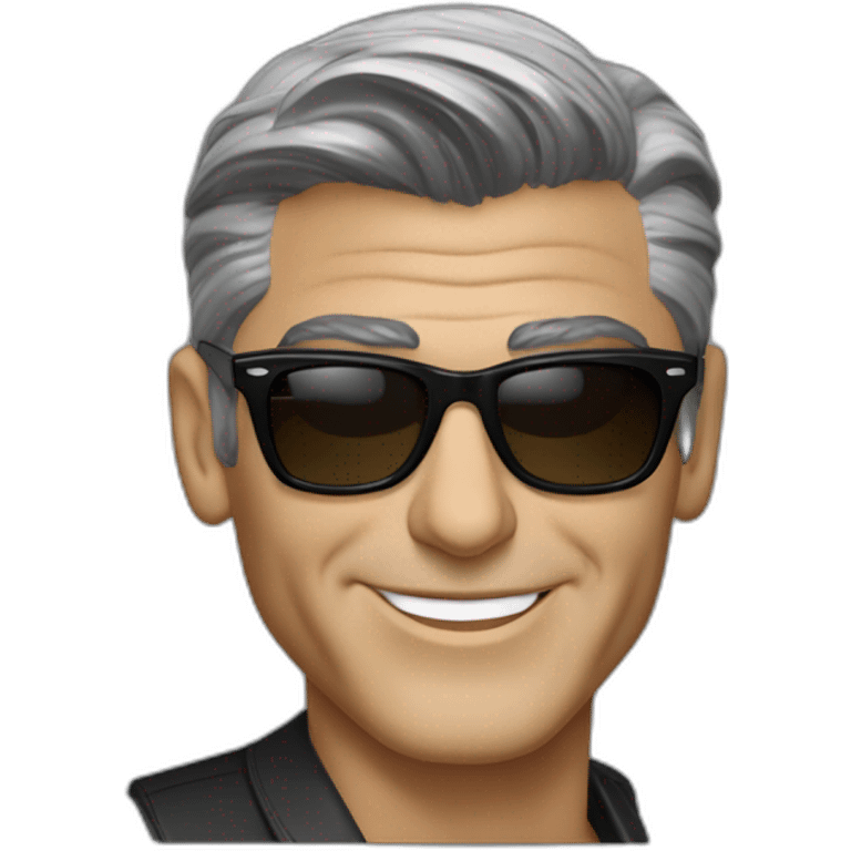 George Clooney with a high fade, rayban wayfarer sunglasses emoji