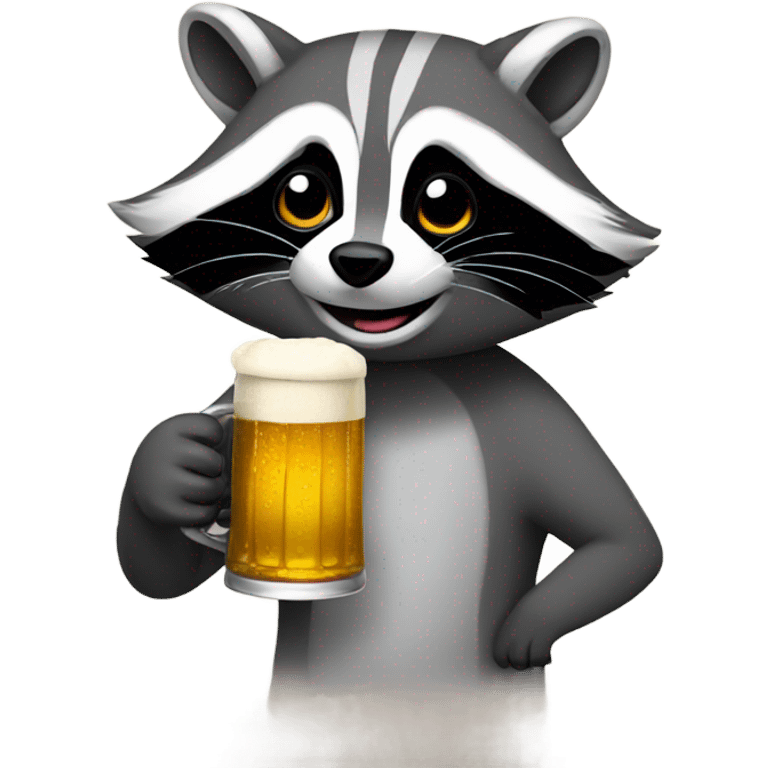 Raccoon drinking beer emoji