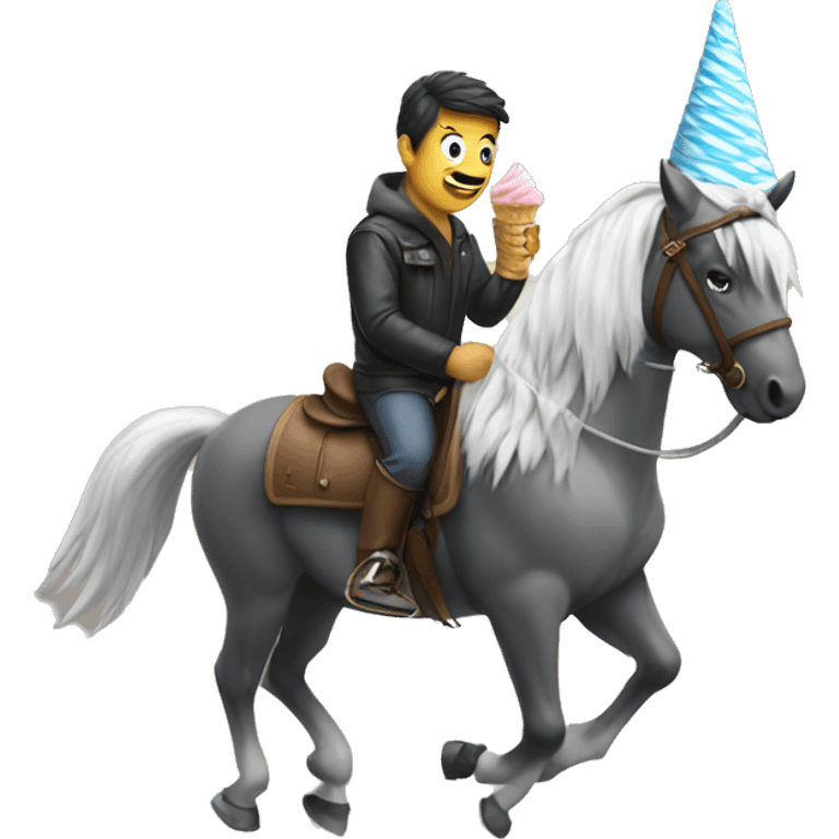 Horsw riding a ice cone emoji