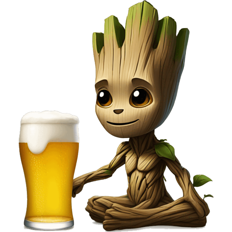 Groot buvant une bière  emoji