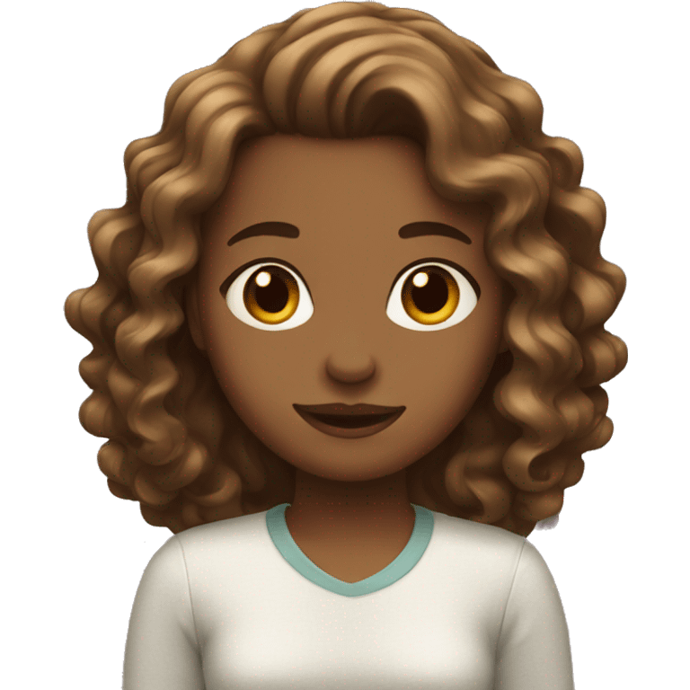 Girl with brown wavy hair emoji