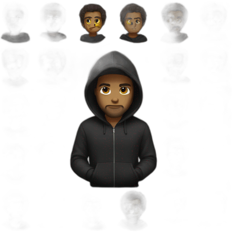 serious guy in black hoodie WITHOUT BEARD emoji