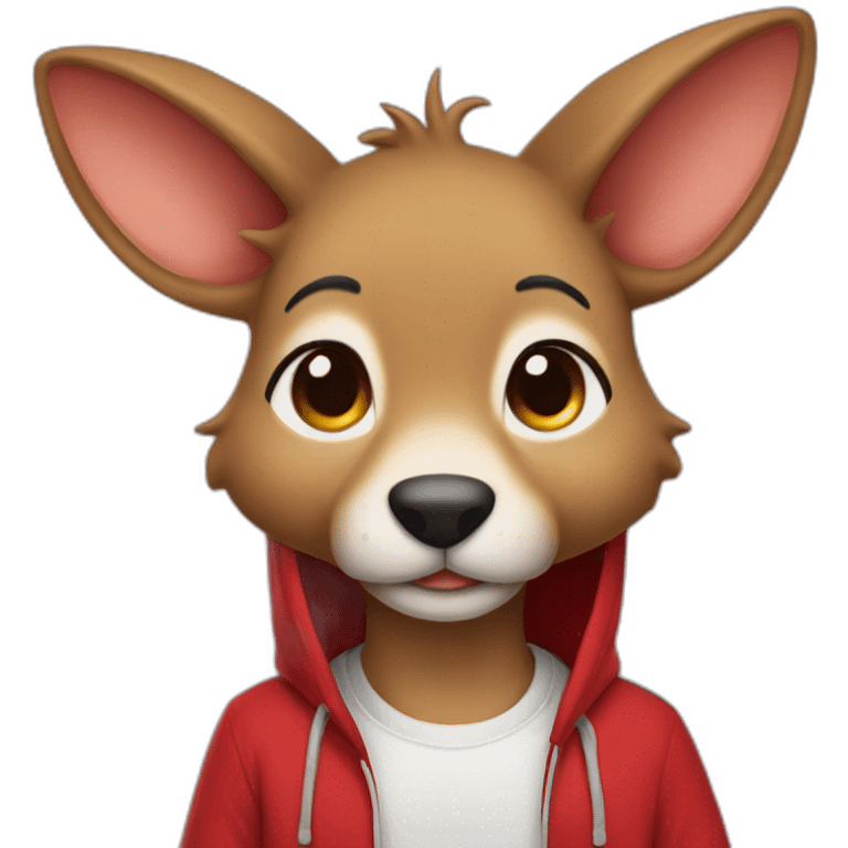 kangourou with red hoodies emoji