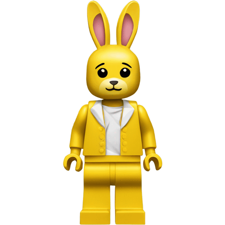 Yellow basic lego human full body wearing rabbit costume emoji