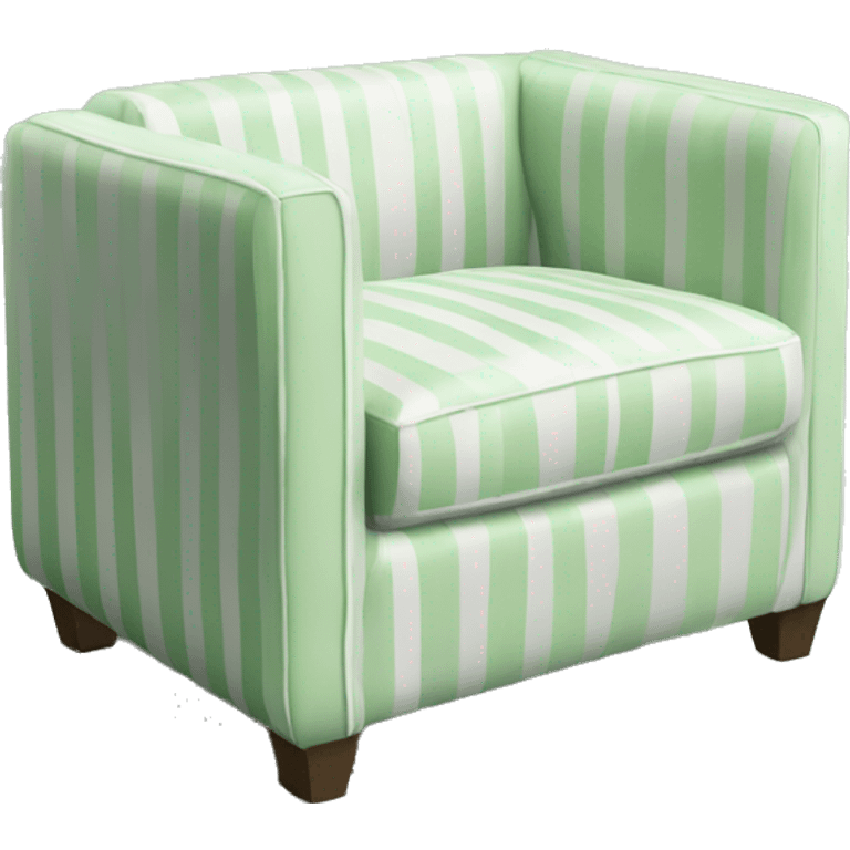 Striped pastel green and white sofa chair with square back emoji