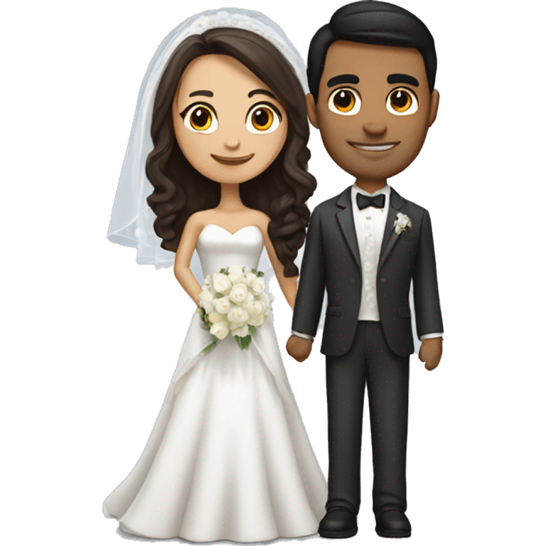 dark brown haired bride with a tall latino groom  emoji