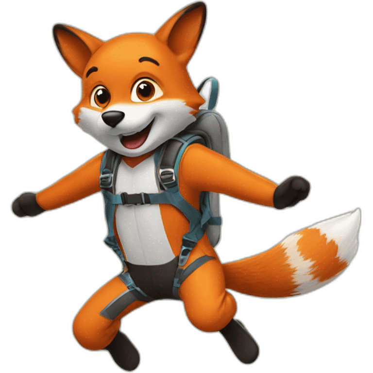 Jumping fox skydiving emoji