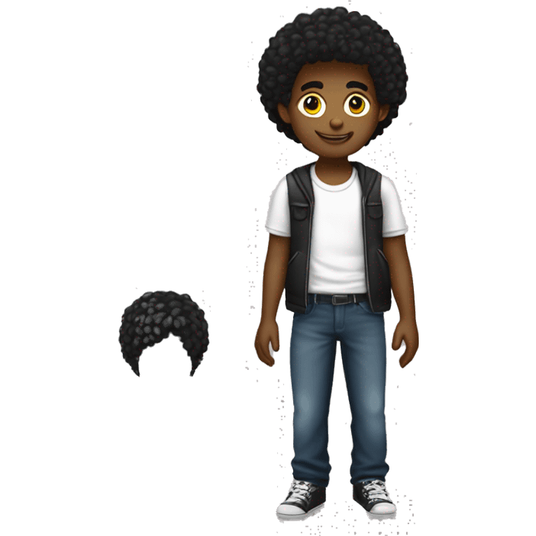 um menino adolescete negro com cabelo liso  curto e olhoes castanhos emoji