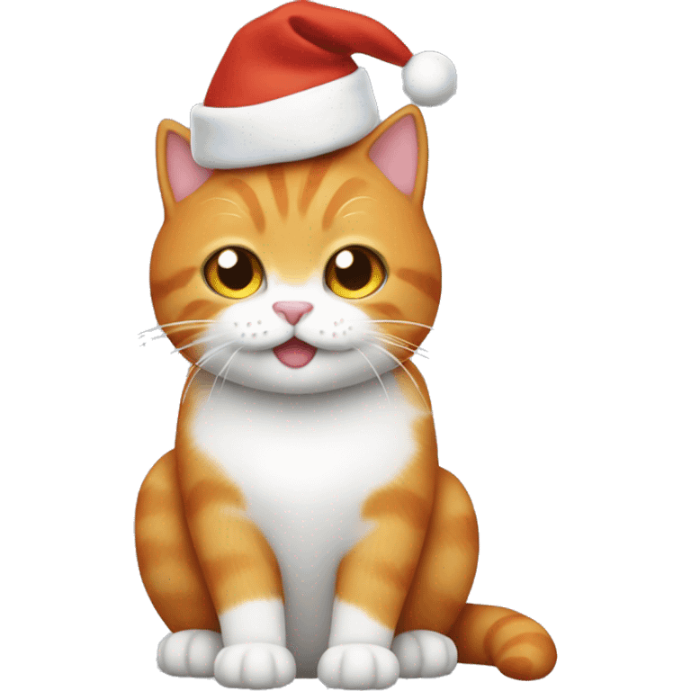 ginger cat with white chest and a little christmas hat on emoji