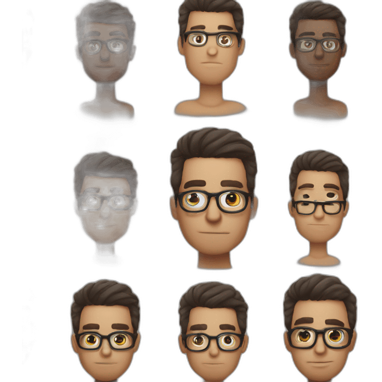 homem pardo de oculos redondo olhos castanhos claros cabelo preto  emoji