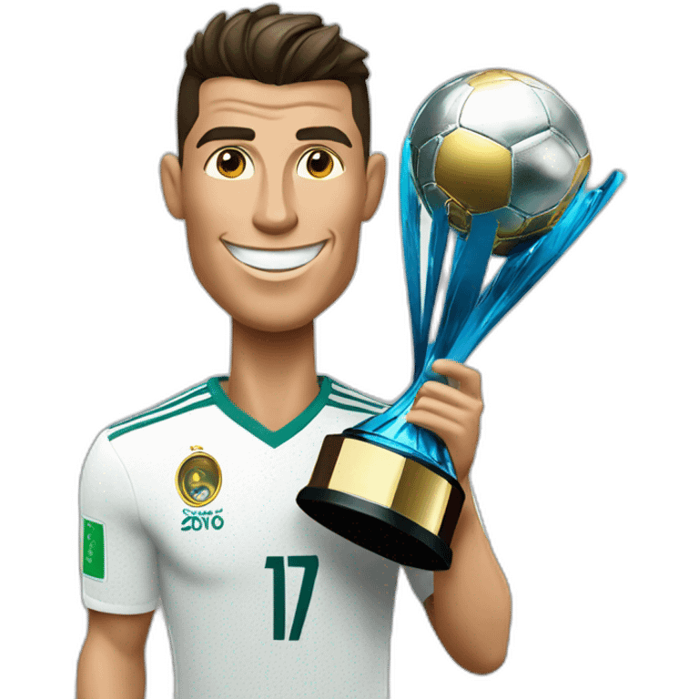 Cristiano Ronaldo avec le trophé de la coupe du monde emoji