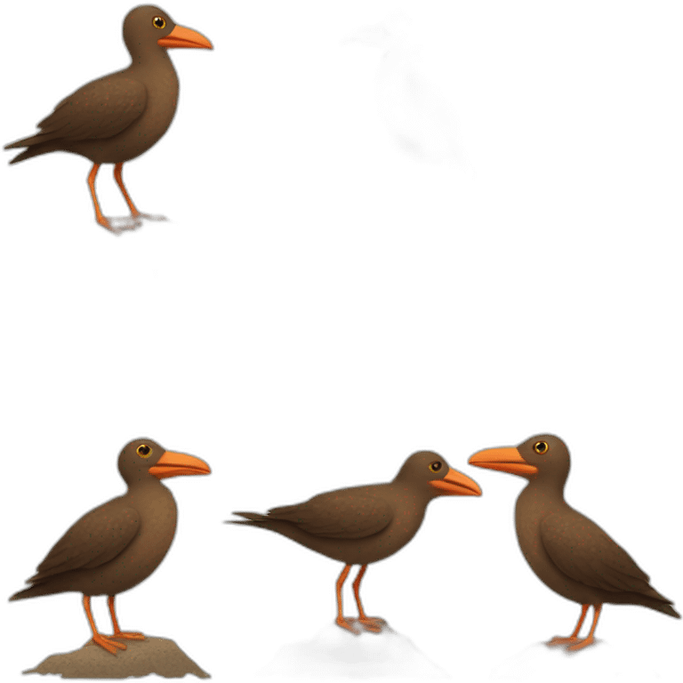 brown sea bird with white flecks with legs and orange beak emoji