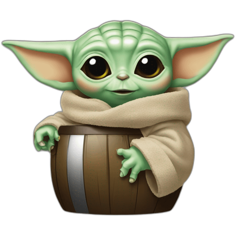 baby yoda tomando cerveza emoji