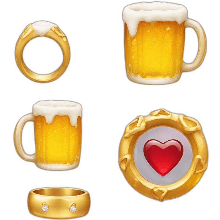 Wedding rings Diamond hearts and beer emoji