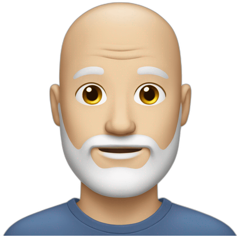 White man whit beard and no hair emoji