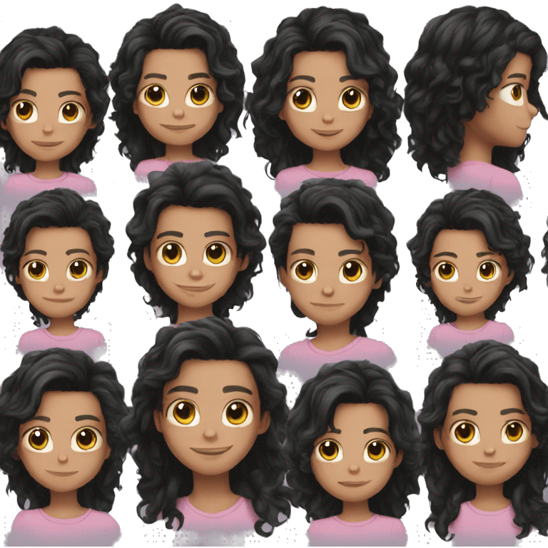 black hair boy LONG hair pink skin emoji