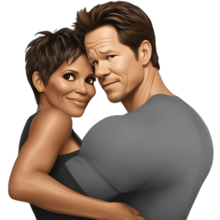 Halle berry hugging pregnant mark Wahlberg emoji